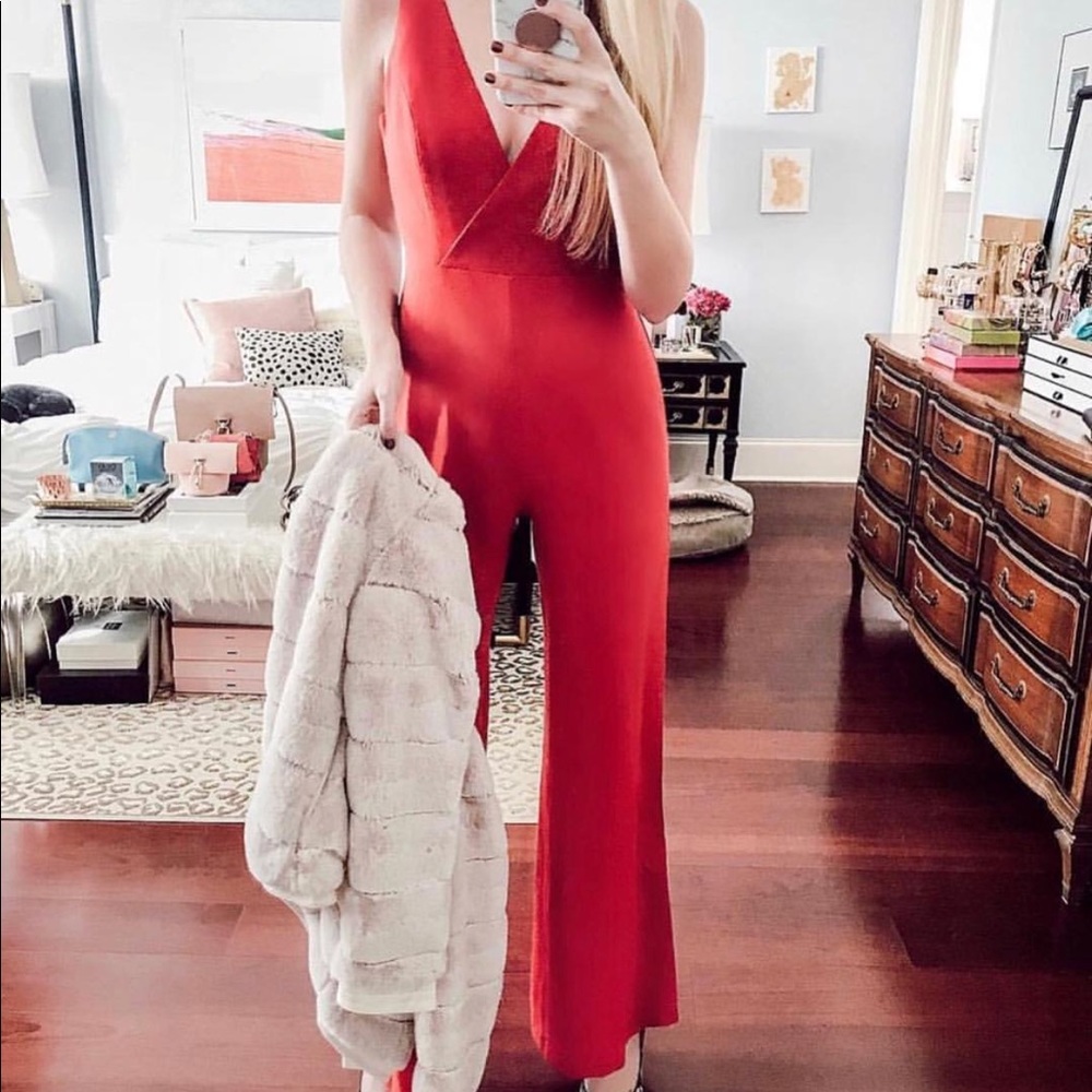 WAYF Nordstrom Red Open Back Jumpsuit Small